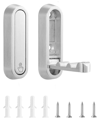2 Pcs Folding Wall Hooks, Heavy Duty Coat Hooks, Stable Wall-Mount, Silver | Metal Hooks, Foldable Hook. Space-Saving for Coats, Hooks for Hanging Coats, Scarves, Hats, Bags, Towels, Bathrobes, Keys - color: Silver, size: 2PC