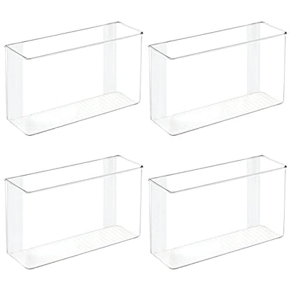 mDesign Plastic Adhesive Mount Storage Organizer Container for Kitchen or Pantry Wall Organization - Space Saving Holder for Sandwich Bags, Foil - 11" Wide - Ligne Collection - 4 Pack - Clear - size: 11 x 3.5 x 6.5 (Pack of 4)