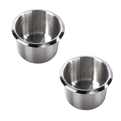 GSE Games & Sports Expert Stainless Steel Cup Holder, Drop-in Cup Holder for Casino Poker Tables, Work Desks, Boats, RVs, Cars & Trucks - color: Small, size: 2-Pack