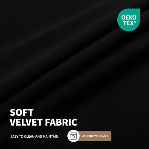 CUCRAF Black Velvet Blackout Curtains 84 inches Long, Thermal Insulated, Noise Reducing Rod Pocket Luxury Drapes for Bedroom Living Room(52x84 inches, 2 Panels) - color: Black, size: 52"W x 84"L (Pack of 2)