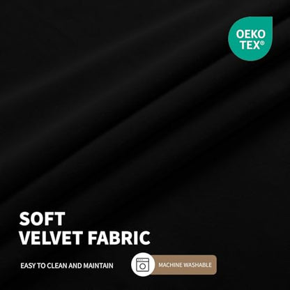 CUCRAF Black Velvet Blackout Curtains 84 inches Long, Thermal Insulated, Noise Reducing Rod Pocket Luxury Drapes for Bedroom Living Room(52x84 inches, 2 Panels) - color: Black, size: 52"W x 84"L (Pack of 2)