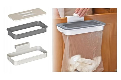 KUJOBUY Bag Holder Kitchen Cupboard Hanging Bag Trash Can Waste Garbage Bin Rack Holder Small Trash Can Rv Trash can Garbage Storage Rack Can with Lid Recycle Bin for Kitchen