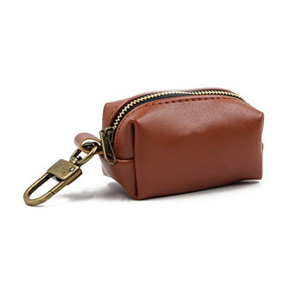 Travel Outdoor Protable Dog Poop Bag Dispenser PU Leather Pouch Pet Puppy Cat Pick Up Poop Bag Holder Garbage Waste Bags Organizer - Waterproof and wear resistant (Coffee)