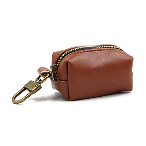 Travel Outdoor Protable Dog Poop Bag Dispenser PU Leather Pouch Pet Puppy Cat Pick Up Poop Bag Holder Garbage Waste Bags Organizer - Waterproof and wear resistant (Coffee)