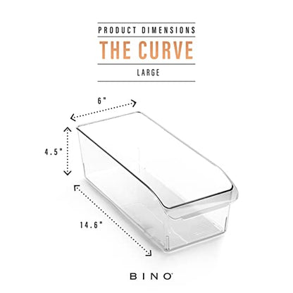 BINO | Plastic Storage Bins, Large | THE CURVE COLLECTION | Multi-Use Fridge / Freezer Organizer | Built-In Handle | BPA-Free | Pantry and Home Organization - size: Large