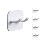 Adhesive Utility Hooks,Waterproof Sticking Double Hooks,No Damage Wall Hanger,Multi Purpose White Plastic Hook for Shaving Razor, Towel, Robe,Plug, Keys, Kitchen Utensils(5)