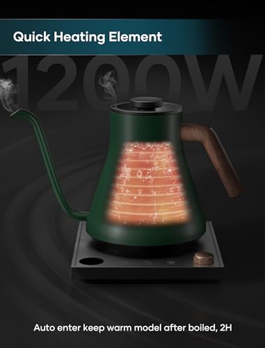 INTASTING Electric Kettles, Gooseneck Electric Kettle, ±1℉ Temperature Control, Stainless Steel Inner, Quick Heating, for Pour Over Coffee, Brew Tea, Boil Hot Water, 0.9L Hunter Green - color: Hunter Green