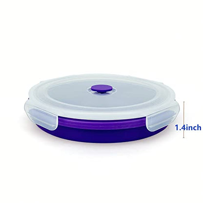 1200ml Large Camping Bowl with Foldable Spoon, Collapsible Bowl With Lid, Silicone Bento Box, For Travel Camping Meal Prep & Food Storage, Microwave Dishwasher Safe, Purple - color: Purple