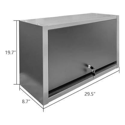 JZD Metal Wall Cabinet with Removable Shelf, Lockable Hanging Cabinet with Up Flip Door, for Kitchen Warehouse Utility Room Garage - size: L-01