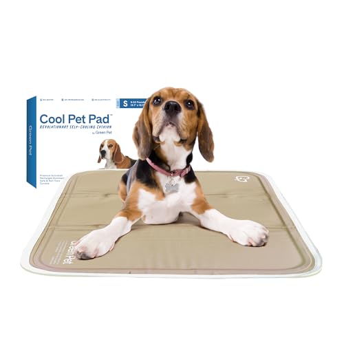 The Green Pet Shop Cool Pet Pad - Small, Latte- Self-Cooling, Pressure Activated Mat for Dogs & Cats from 9-20 lbs - Non-Toxic Gel, No Water Needed - color: Iced Latte, size: Small