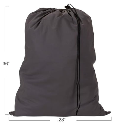 Household Essentials Cotton Laundry Bag with Drawstring Closure, Gray - style: Grey