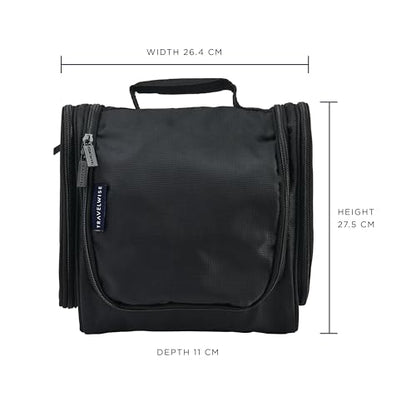 TravelWise Hanging Toiletry Bag, Travel Toiletry Organizer, Black - color: Black