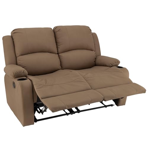 Camper Comfort Faux Suede Leather Reclining Chair, Cappuccino, 58" Wide x 41" Tall x 30" Deep, Wall Hugging Fit for RVs - color: Cappuccino, style: Manual