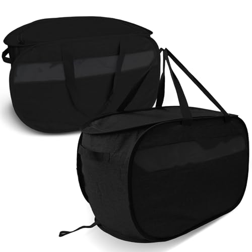 100L Extra Large Mesh Pop Up Laundry Hamper with Lid & Handles 2 Pack, XL Foldable Dirty Clothes Basket for Home Dorm Closet Storage, Portable Laundry Bin, Black. 2H - color: Black, size: Horizontal x 2