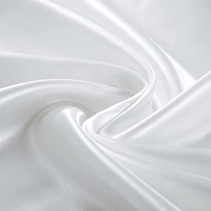 Homiest 3pcs Satin Sheets Set Luxury Silky Satin Bedding Set with Deep Pocket, 1 Fitted Sheet + 1 Flat Sheet + 1 Pillowcase (Twin XL Size, White) - color: White, size: Deep pocket - Twin XL size