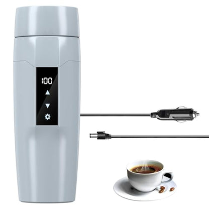 Electric Heating Kettle with Temperature Control, 40~100 ℃ Adjustable, Mini Portable Travel Electric Water Mug, Anti-leakage, 300W Fast Heating Insulation Cup, Anti-dry Fever, Auto- shutdown, Gray - color: Matte Gray 110V/350ml/S