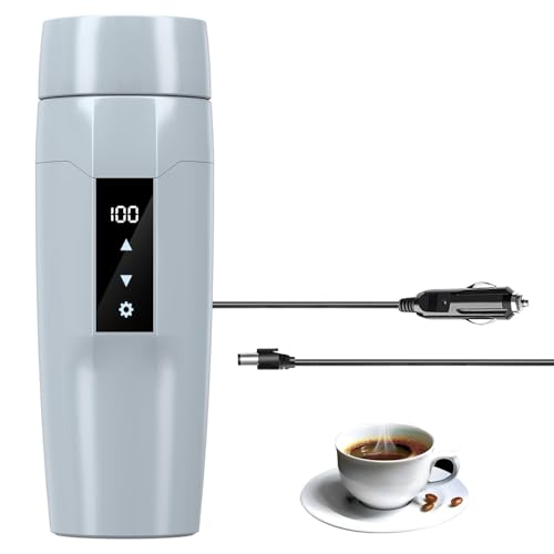 Electric Heating Kettle with Temperature Control, 40~100 ℃ Adjustable, Mini Portable Travel Electric Water Mug, Anti-leakage, 300W Fast Heating Insulation Cup, Anti-dry Fever, Auto- shutdown, Gray - color: Matte Gray 110V/350ml/S