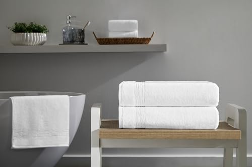 Ozdilek 2-Piece Bath Towels, 27x54 100% Turkish Cotton, Luxury Quick Dry, Extra Large, Fade-Resistant, Eco-Friendly, Spa Towel, Comfortable (White) - color: White