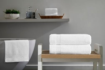 Ozdilek 2-Piece Bath Towels, 27x54 100% Turkish Cotton, Luxury Quick Dry, Extra Large, Fade-Resistant, Eco-Friendly, Spa Towel, Comfortable (White) - color: White