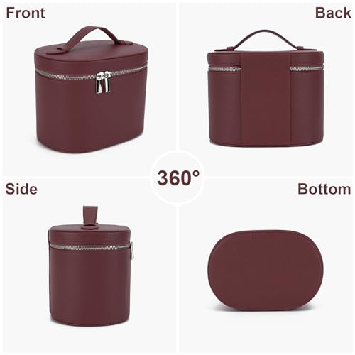 YFGBCX Makeup Bag Vanity Case with Removable Divider Travel Toiletry Bag Portable Cosmetic Bag Makeup Organizer Case - color: Burgundy