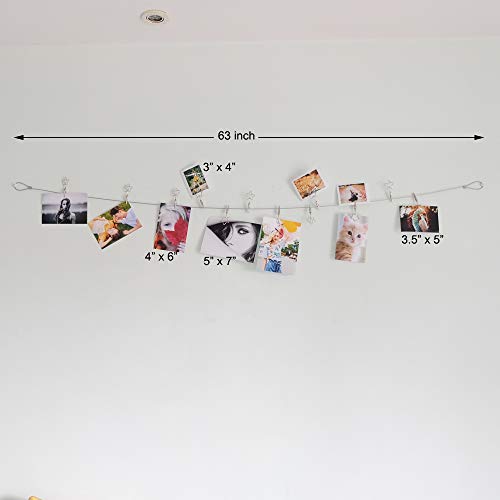 TFu Wall Hanging Photo Display, DIY Picture Photo Frame String with 12 Clips for Hanging Photos Notes and Artworks (Moon & Star) - size: Star