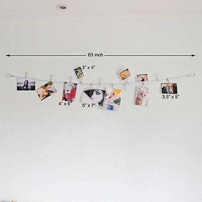 TFu Wall Hanging Photo Display, DIY Picture Photo Frame String with 12 Clips for Hanging Photos Notes and Artworks (Moon & Star) - size: Star