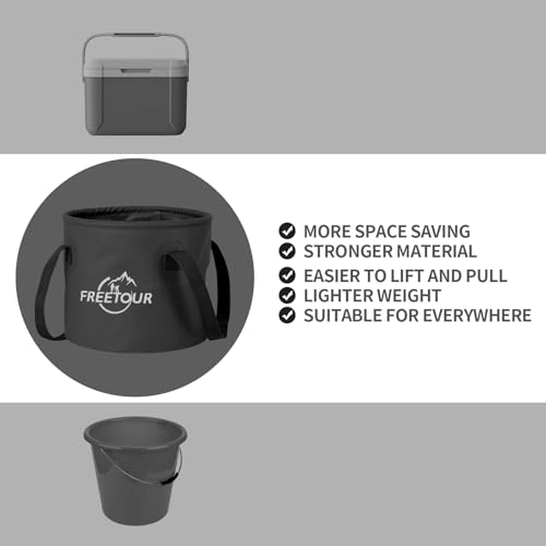 Baiao Collapsible Bucket 5 Gallon, Portable Collapsible Bucket with Handle, Folding Water Container for Fishing Camping Beach Hiking Home Travel Car Washing(Black 20L) - color: Black