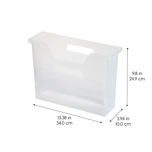 IRIS USA Small Portable Desktop File Box with Open Top, Side Handles, Hanging File Folders, Tabs & Inserts, Letter Size, For Magazines Newspapers Mail Books Notebooks Binder Homework, Clear - size: 1 - Pack, style: Open Top Bin (S - Clear)