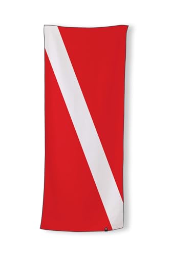Nomadix Original Towel - Perfect for Beach, Pool, Travel, Camping, Yoga, Scuba - Made with Recycled Materials - Super Absorbent - Sand Resistant - Dive Flag - 72.5x30 - color: Red & White