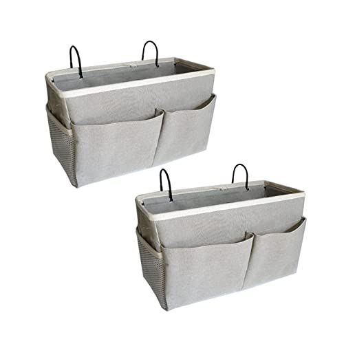 SMALL GOAL Bedside Caddy, Bedside Hanging Storage Organizer for College Dorm Bed, Bunk and Hospital Beds, Can be Placed Magazine, Books, Phones,Keys, kettle, Glasses (grey, 2pack) - color: 2pcs Grey