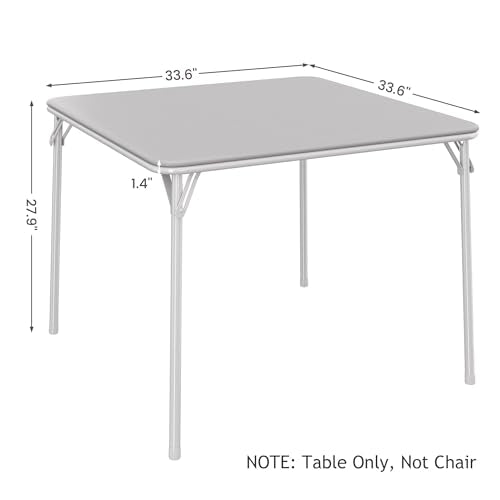 GarveeHome 33.6 in Folding Card Table, Portable Square Folding Table with PU Leather Soft Cushion, Foldable Table Suitable for Dining Room, Living Room, Office, Camping - color: Grey