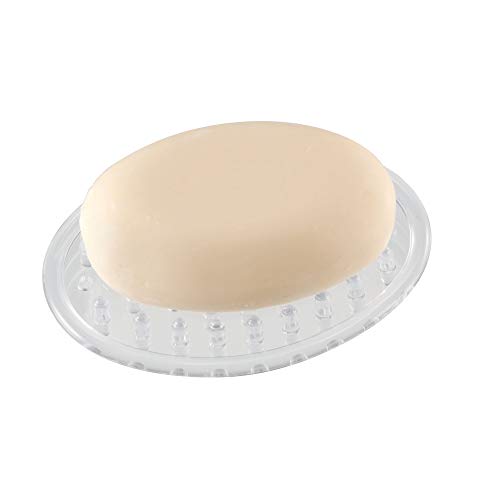 iDesign Plastic Soap Saver, Holder Tray for Bathroom Counter, Shower, Kitchen, 0.5" x 2.25" x 3.25", Set of 2, Clear
