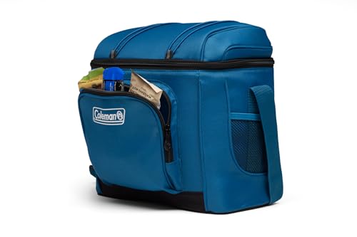 Coleman Chiller Insulated Soft Cooler, Leakproof 9/16/30 Can Cooler with 12+ Hour Ice Retention, Made with Recycled Materials, Great for Lunch, Camping, Beach, Pool, Sports, & More - color: Blue, style: 16 Can
