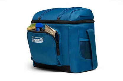 Coleman Chiller Insulated Soft Cooler, Leakproof 9/16/30 Can Cooler with 12+ Hour Ice Retention, Made with Recycled Materials, Great for Lunch, Camping, Beach, Pool, Sports, & More - color: Blue, style: 16 Can