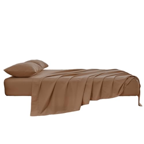 Kingnex Queen Sleeper Sofa Bed Sheets for 60x74 Pull Out Sofa Bed with 4-6 Deep Pocket Soft Double Brushed 1800 Microfiber 4 Piece Bedding Set Coffee - color: Coffee, size: Sleeper Sofa Queen