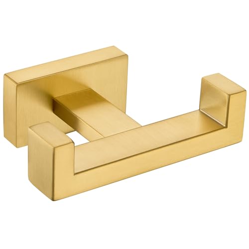 Angle Simple Towel Hook for Bathroom, SUS 304 Stainless Steel Hand Towel Holder, Double Robe Coat Hook for Wall, Brushed Dark Gold - color: Brushed Dark Gold, size: 1 Pack
