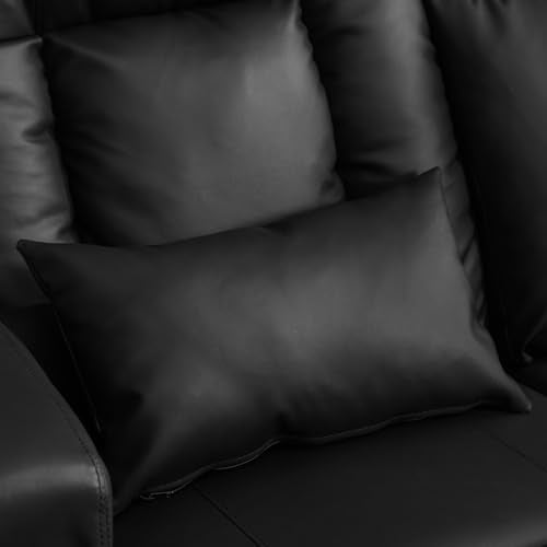 URRED Power Loveseat Recliner Sofa with Massage and Heat, Wall Hugger Reclining Loveseat with Console, RV Couch Home Theater Seating with LED Lights for Living Room (Black, 67" - 2 Seats) - color: Black, size: 67" - 2 Seats