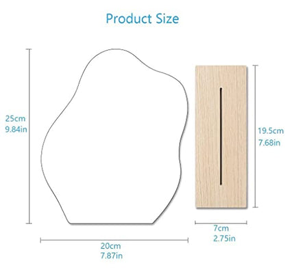 Irregular Aesthetic Vanity Mirror Frameless, Decorative Desk Tabletop Acrylic Mirrors with Wooden Stand for Living Room, Bedroom, Office and Minimal Spaces Home Decor - Cloud Shape