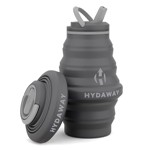 HYDAWAY 17oz Collapsible Water Bottle - BPA-Free, Leakproof, Lightweight, and Space-Saving - Perfect for Travel, Hiking, and Everyday Hydration - color: Basalt