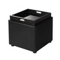 Adeco 17" Black Storage Ottoman Cube with Tray Lid, Small Footstool with Storage, Square End Table for Living Room & Bedroom - color: Black Leather With Tray