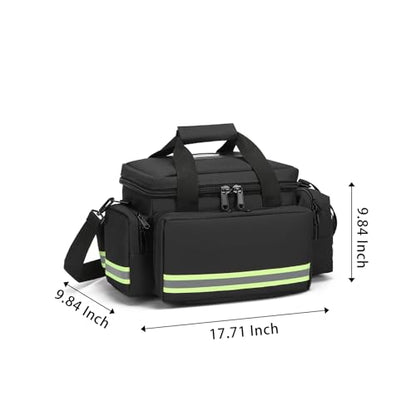 Medical Bags Empty First Aid Bag,First Responder Bag,First Aid Kits Organizer with Detachable Dividers,Emergency Bag for Nurses,Home Health Care, EMT - color: Black