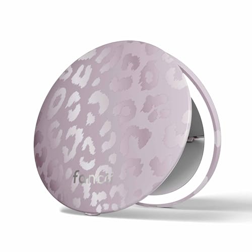 Fancii Mini Taylor Compact Magnifying Mirror with LED Light, 10x/1x, Rechargeable, 3 Light Settings, Dimmable-Small Lighted Travel Handheld Mirror for Pocket, Handbag, Purse, 2-Sided (Cosmic Leopard) - color: Cosmic Leopard