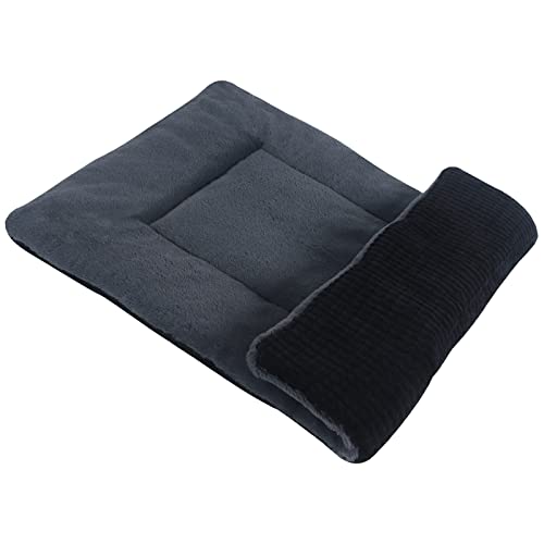 Reversible Dog Bed Mat with Plush and Corn Velvet,Soft Warm Pet Cushion, Dual Purpose Washable Sleeping Mattress Bed for Small Medium Large Dog and Cat XB004 (18 * 13", Dark Grey) - color: Dark Grey, size: 18*13"
