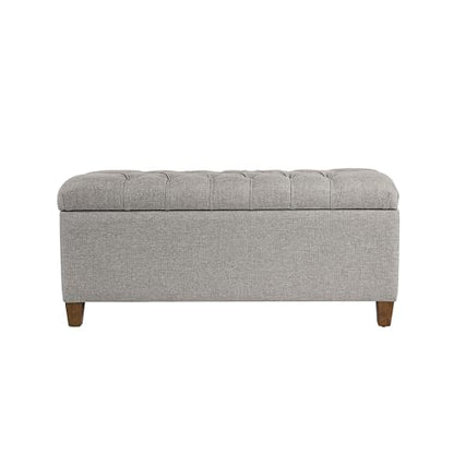 HomePop Ainsley 40" Storage Ottoman Bench - Gray Fabric - color: Gray Fabric