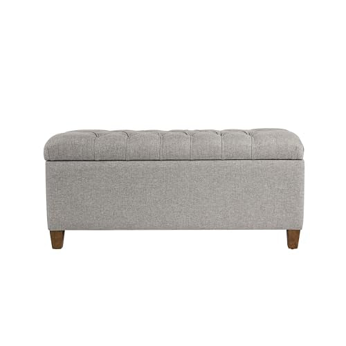 HomePop Ainsley 40" Storage Ottoman Bench - Gray Fabric - color: Gray Fabric