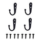 4 Pcs Wall Mounted Hooks for Bedroom,Bathroom,Kitchen,and Cabinet Hangers (with 8 Screws)-Black - color: Black