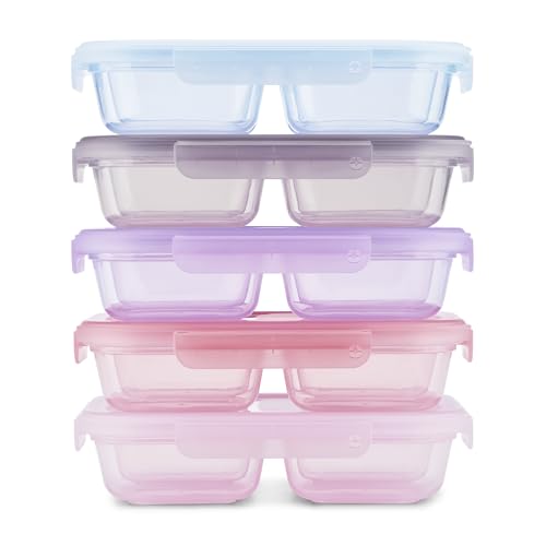 Ello Snap & Nest 10-Piece 2 Cup Plastic Divided Snack Pack Set, Reusable Food Containers for Healthy Eating, Freezer, Dishwasher Safe, Berry Fields - color: Berry Fields, size: Snackle Box