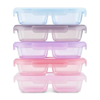 Ello Snap & Nest 10-Piece 2 Cup Plastic Divided Snack Pack Set, Reusable Food Containers for Healthy Eating, Freezer, Dishwasher Safe, Berry Fields - color: Berry Fields, size: Snackle Box