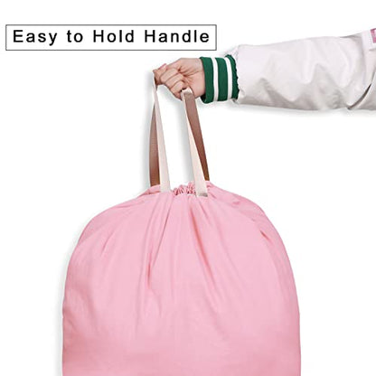Cotton Canvas Laundry Bag with Handles & Drawstring Straps, Heavy Duty Extra Large Laundry Bags for Laundromat and Household, 25.5x34 Inch, Pink - color: Pink