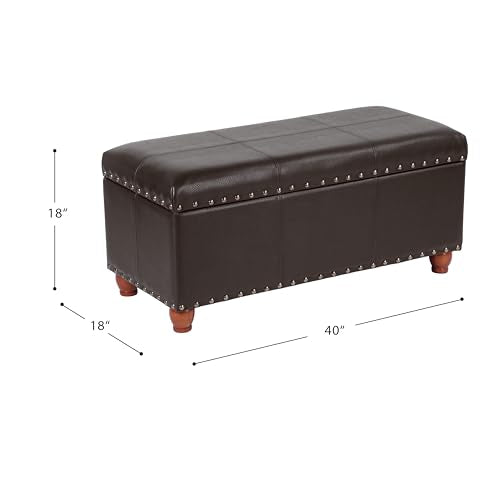 HomePop 40" Faux Leather Storage Cocktail Bench - Espresso - color: Espresso Brown